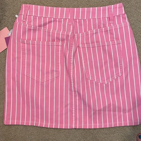 NWT Victor Glemaud for Target pink stripe denim jean mini skirt - Picture 5 of 5